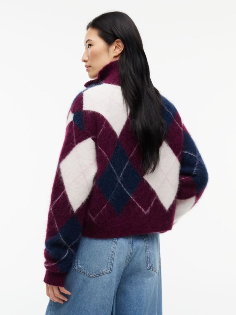 Multi Pulover Cropped Din Amestec De Alpaca Cu Fermoar  Femei