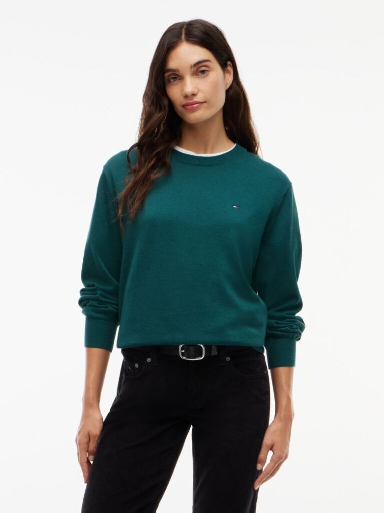 Verde Pulover Cu Guler Clasic Si Croiala Boxy  Femei