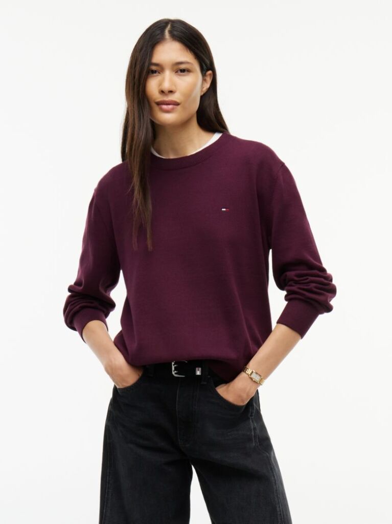 Purple Boxy Crew Neck Jumper  Women