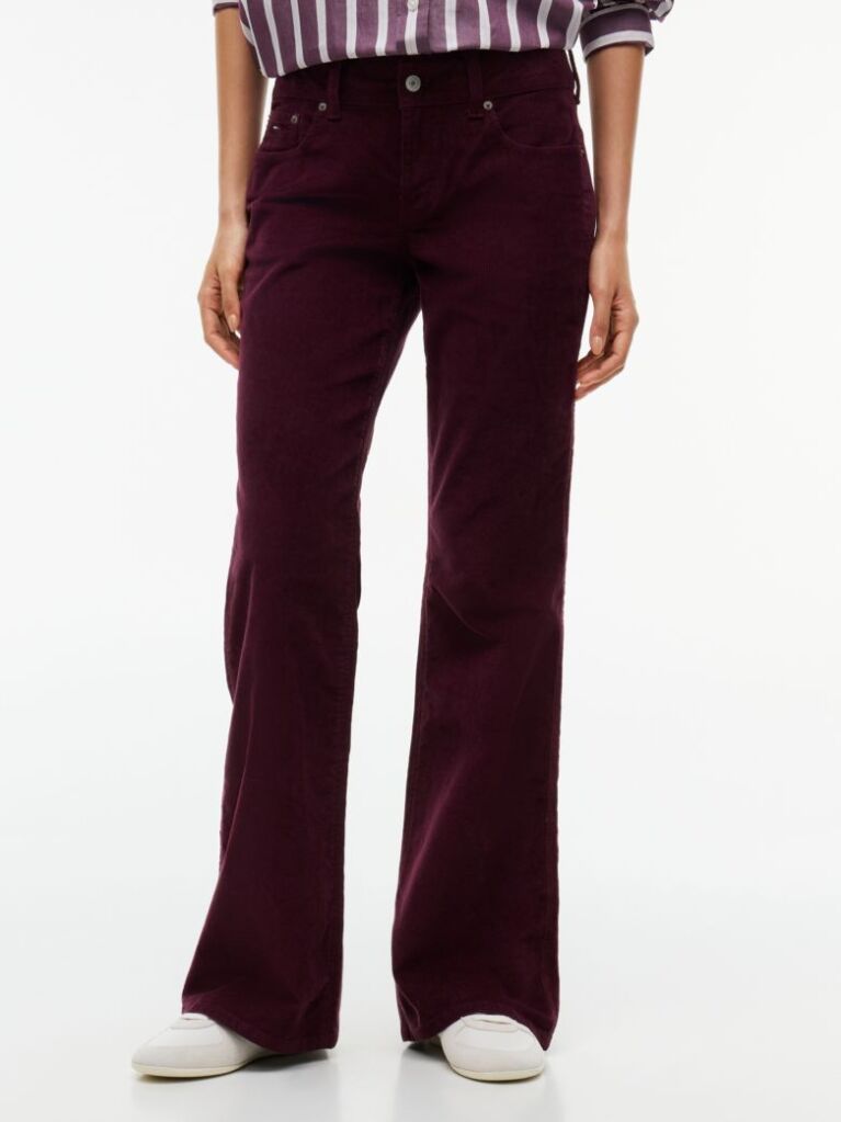 Purple Low Rise Bootcut Corduroy Trousers  Women