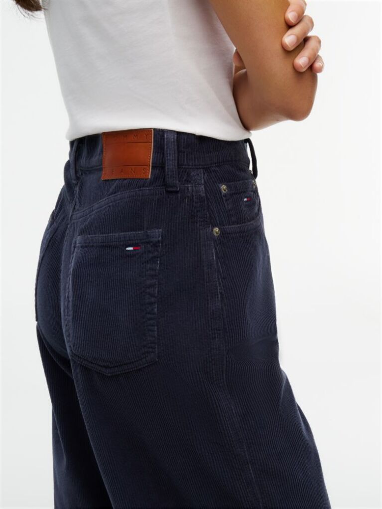 Blue Pantaloni Din Velur Drepti Cu Talie Inalta  Femei