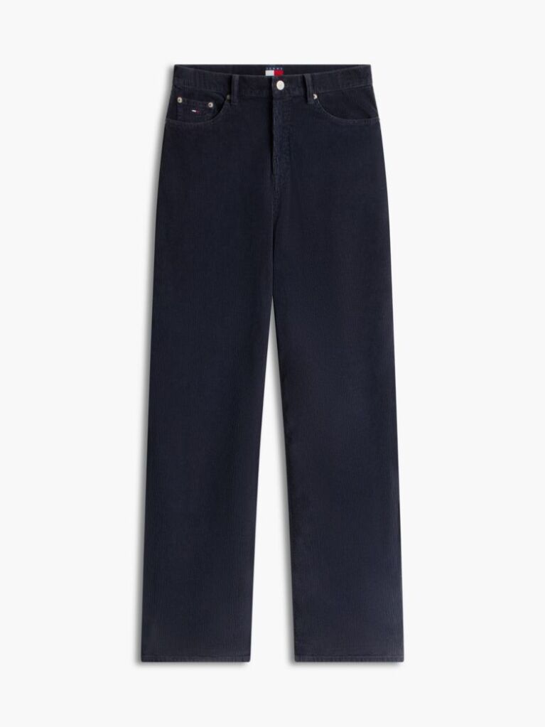 Blue Pantaloni Din Velur Drepti Cu Talie Inalta  Femei