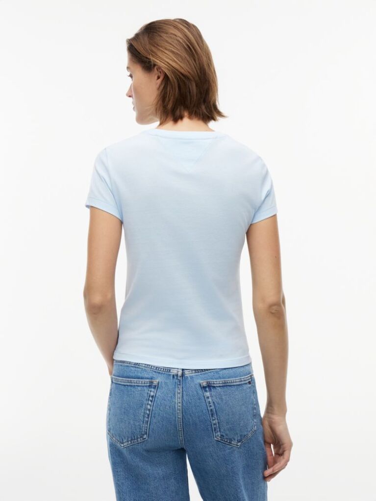Blue Tricou Din Jersey Cu Logo Si Croiala Slim  Femei