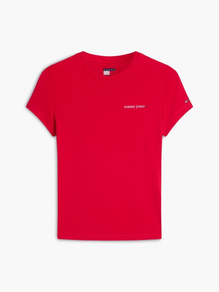 Rosu Tricou Din Jersey Cu Logo Si Croiala Slim  Femei