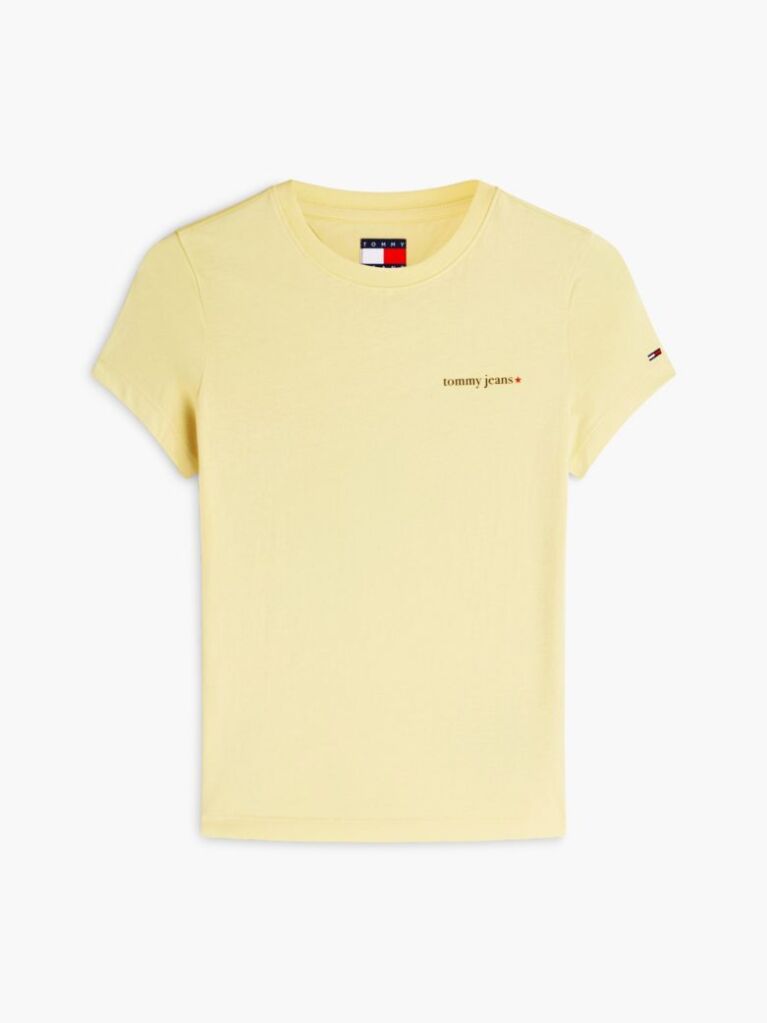 Galben Tricou Din Jersey Cu Logo Si Croiala Slim  Femei