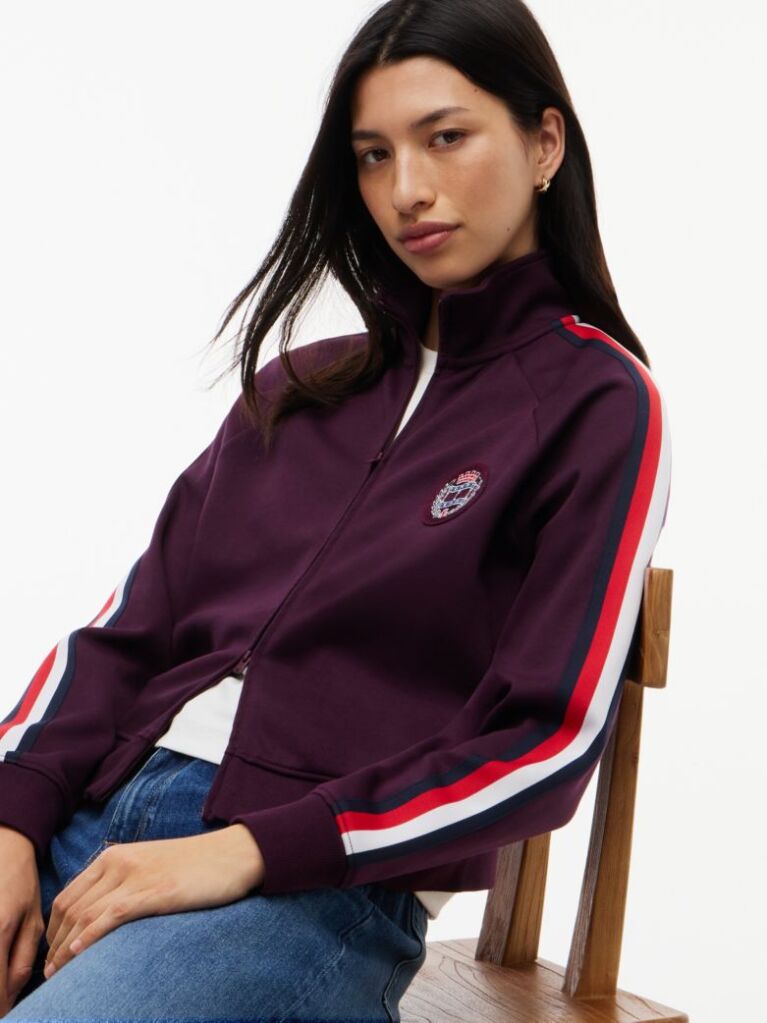 Purple Global Stripe Crest Track Jacket  Women