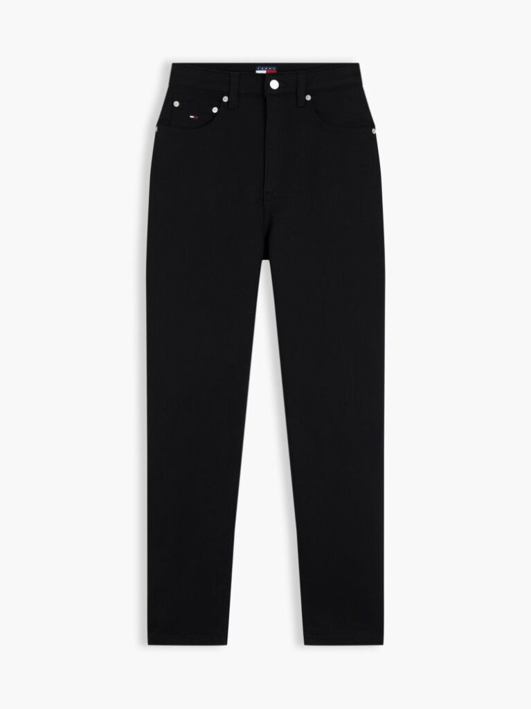 Denim Blugi Negri Cu Croiala Tapered Mom Si Talie Inalta  Femei