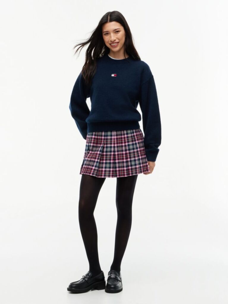 Blue Tommy Badge Fluffy Jumper With Alpaca  Women
