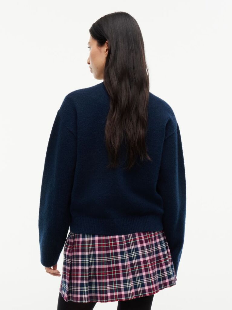 Blue Tommy Badge Fluffy Jumper With Alpaca  Women