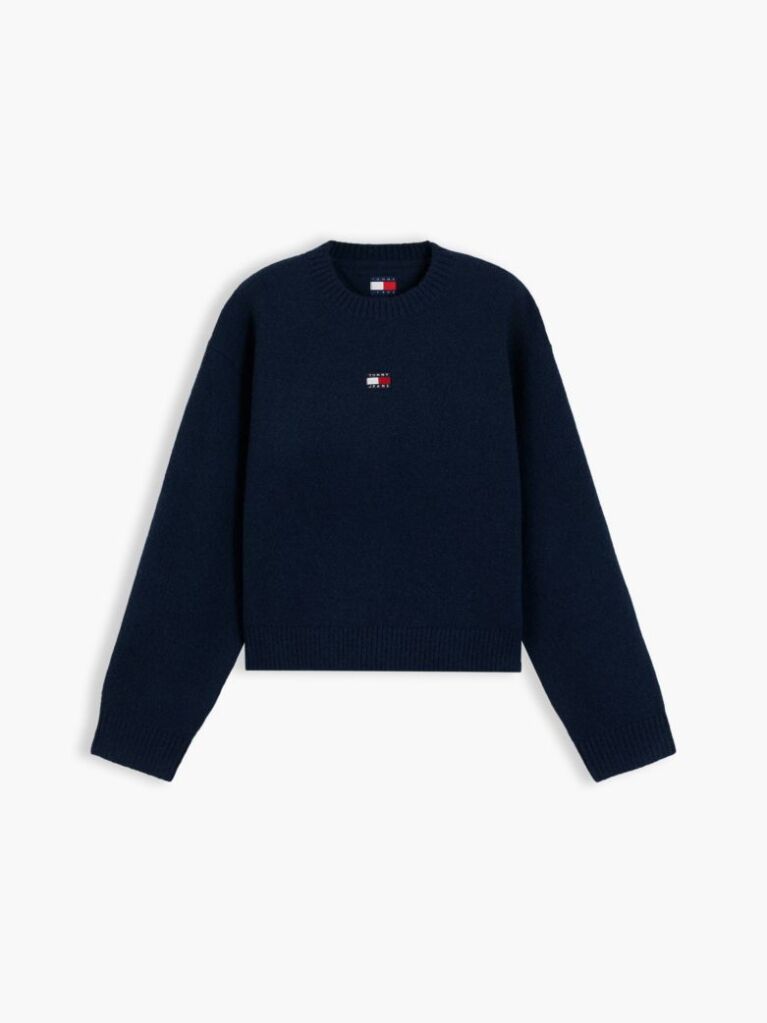 Blue Tommy Badge Fluffy Jumper With Alpaca  Women
