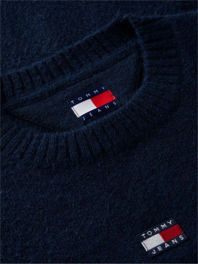 Blue Tommy Badge Fluffy Jumper With Alpaca  Women