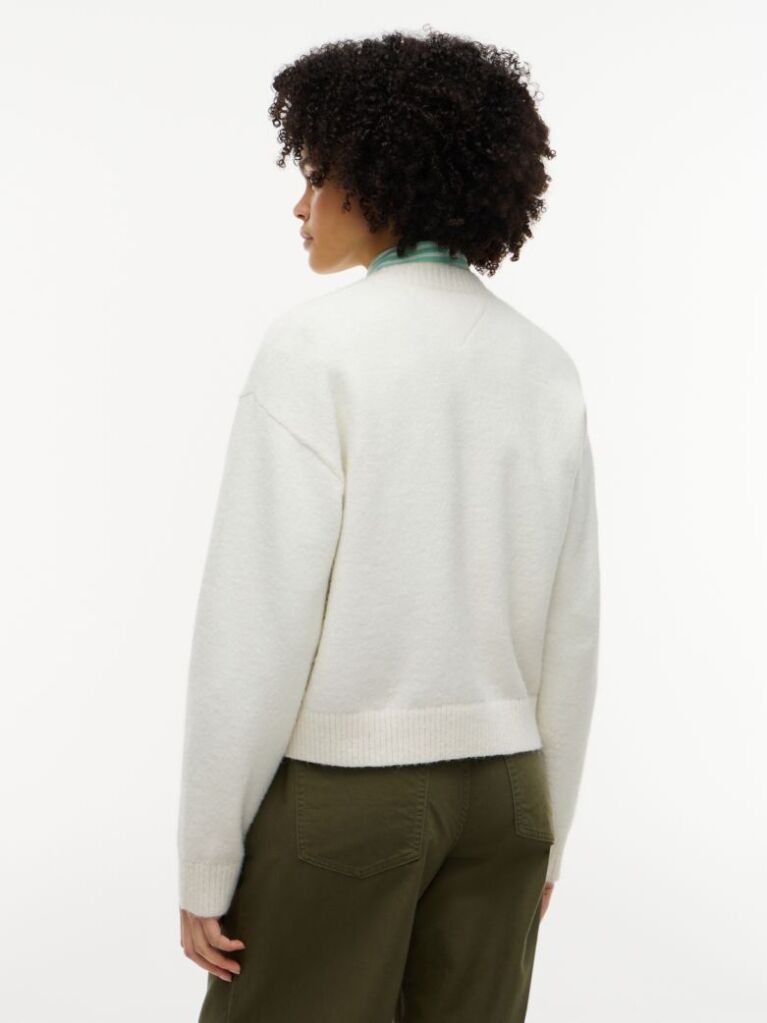 White Tommy Badge Fluffy Jumper With Alpaca  Women