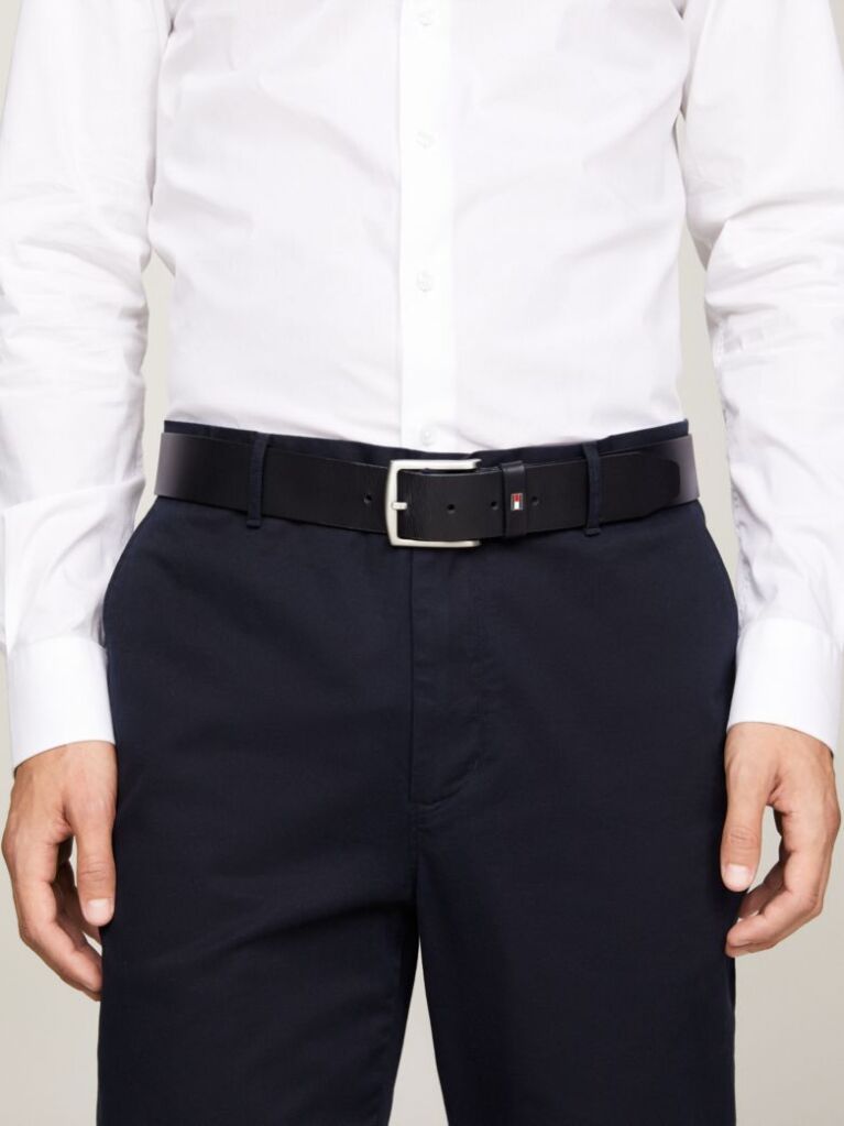 Blue Denton Flag Logo Leather Belt  Men