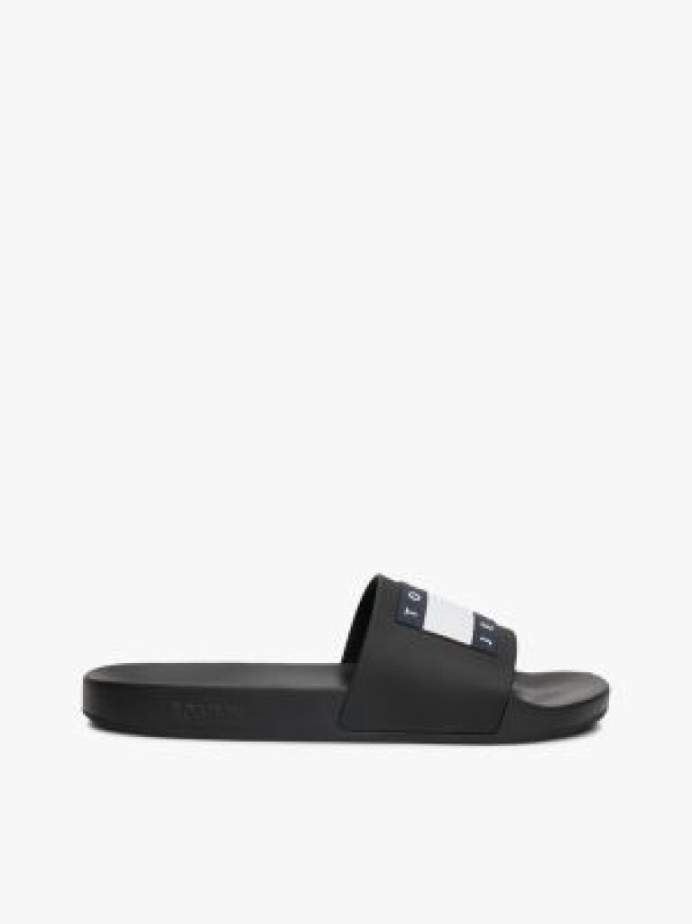 Black Essential Flag Badge Pool Slides  Men