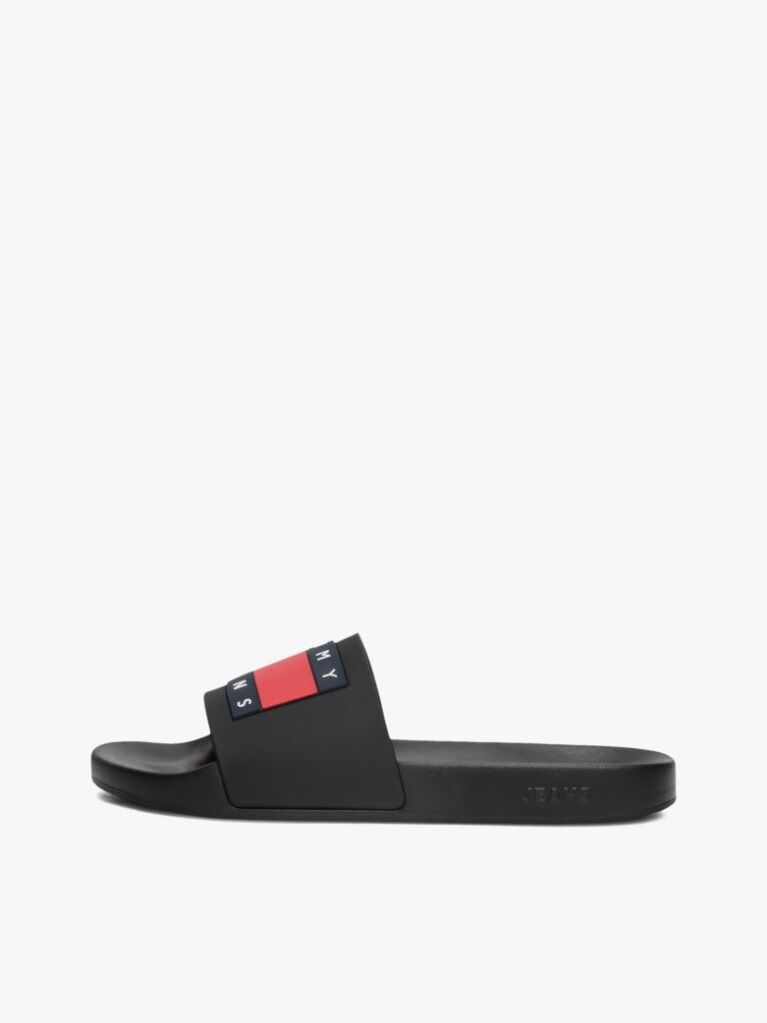 Black Essential Flag Badge Pool Slides  Men