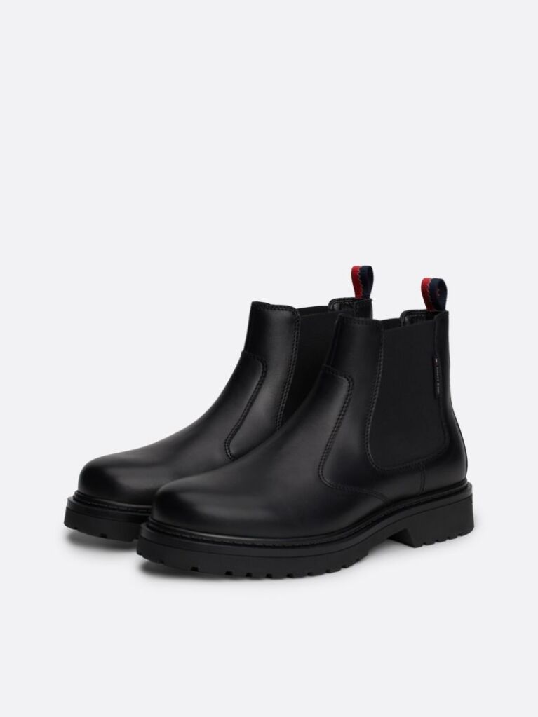 Negru Cizme Chelsea Din Piele Cleat Signature  Barbati