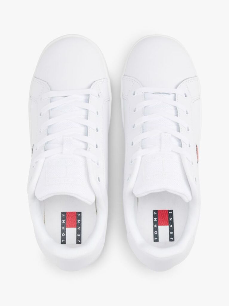 White Essential Leather Fine-Cleat Flatform Trainers  Women