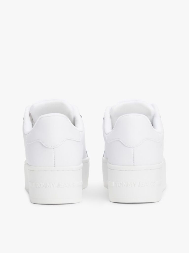 White Essential Leather Fine-Cleat Flatform Trainers  Women