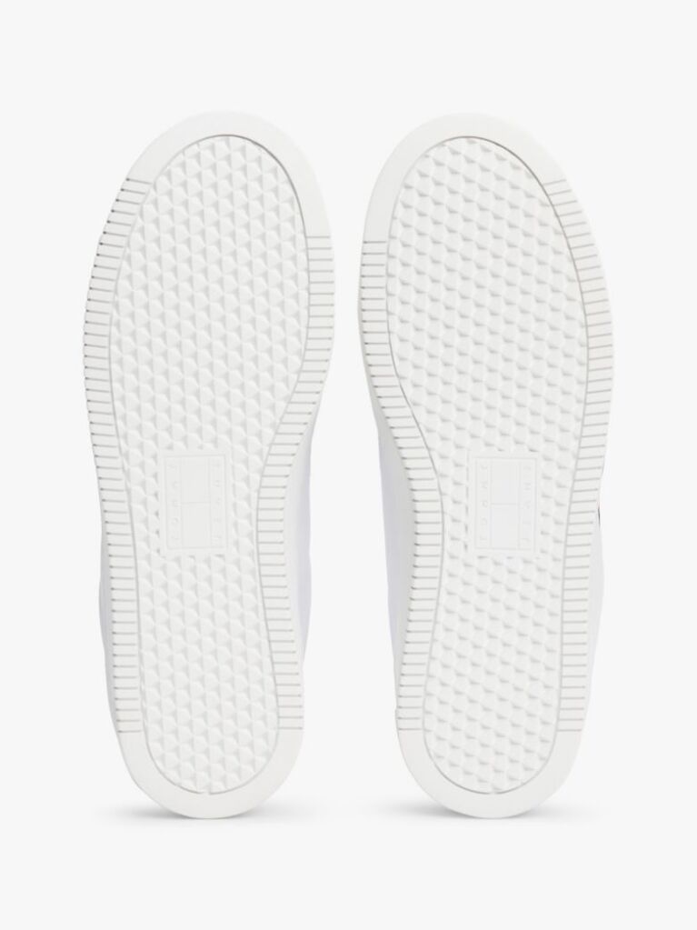 White Essential Leather Fine-Cleat Flatform Trainers  Women