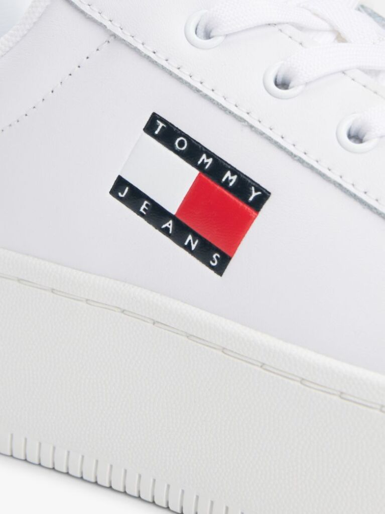 White Essential Leather Fine-Cleat Flatform Trainers  Women
