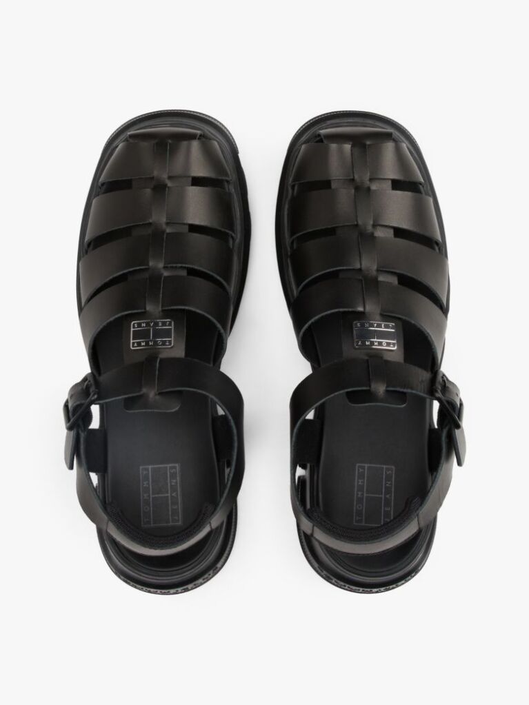 Negru Sandale De Pescarus Chunky Cu Talpa Cleat Din Piele  Femei