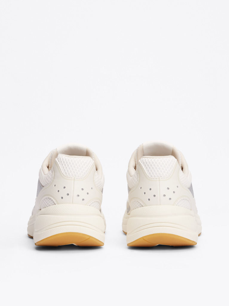 Beige Metallic Contrast Trainers  Women