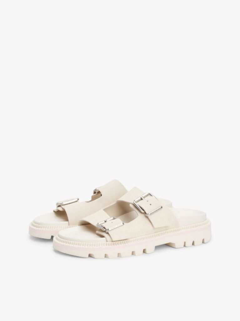 White Suede Double Strap Cleat Sandals  Women