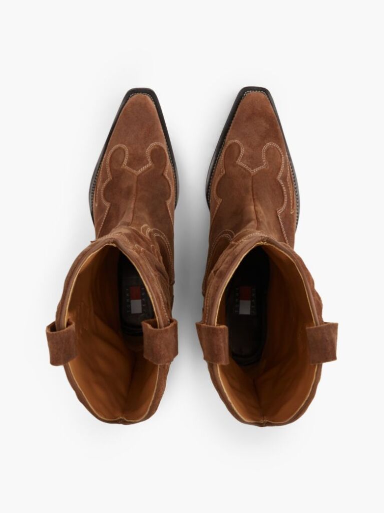 Brown Archive Suede Contrast Topstitch Cowboy Boots  Women