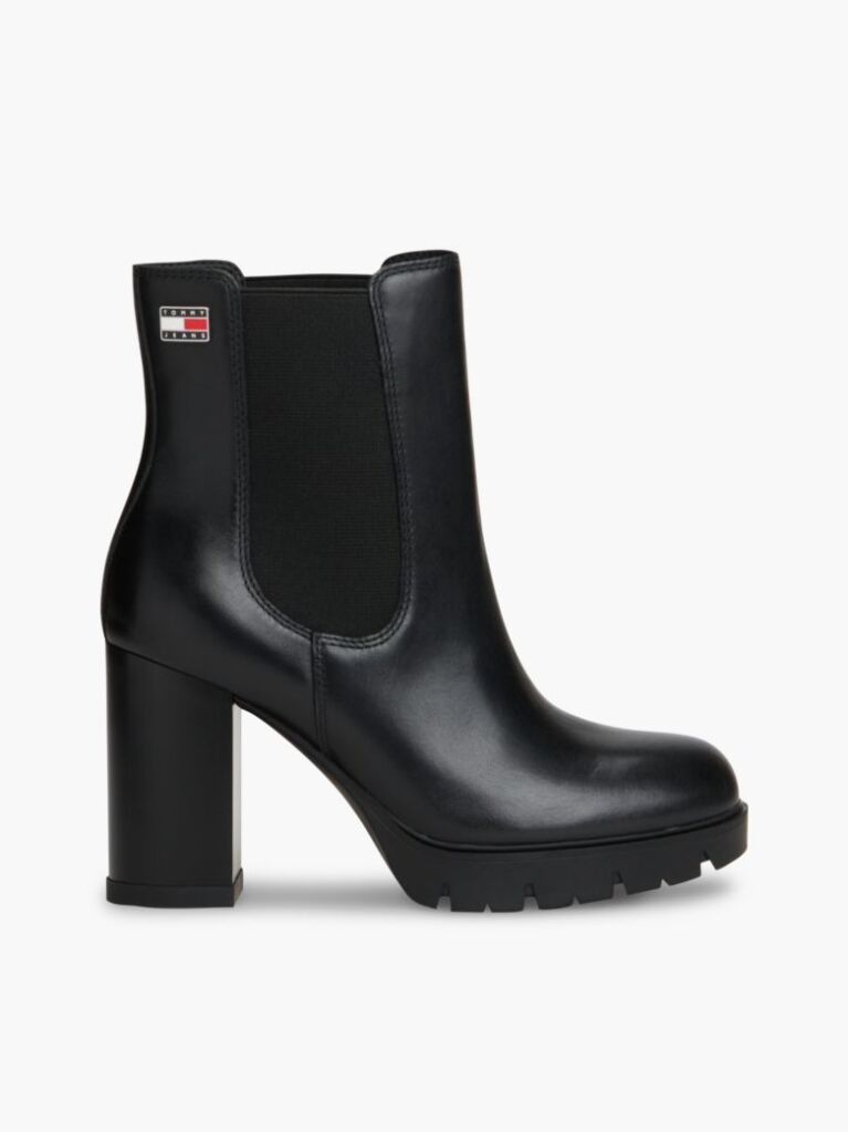 Negru Cizme Chelsea Din Piele Cu Toc  Femei