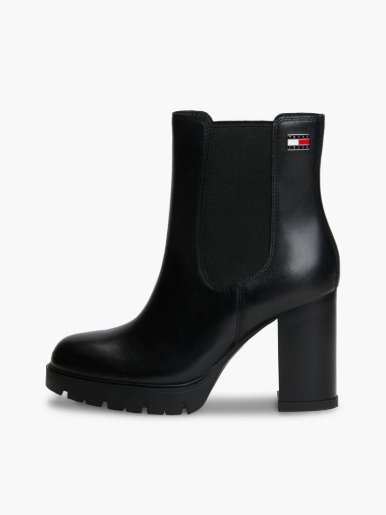 Negru Cizme Chelsea Din Piele Cu Toc  Femei