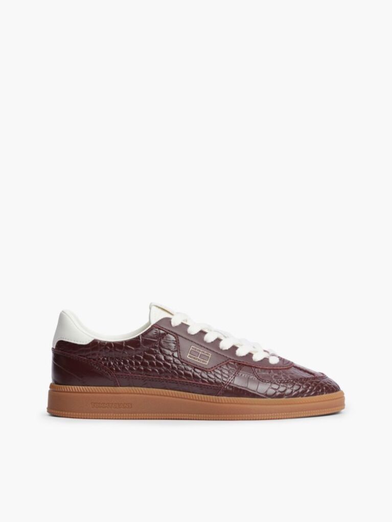 Rosu The Greenwich Adidasi Din Piele Cu Imprimeu Croco  Femei