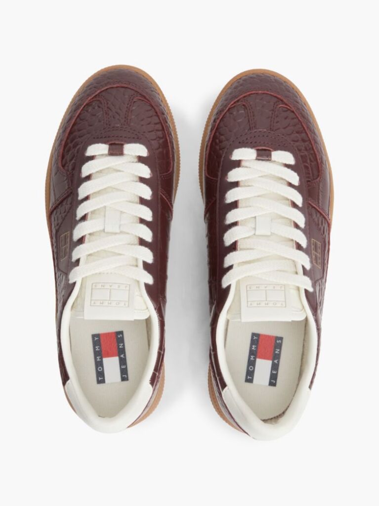 Rosu The Greenwich Adidasi Din Piele Cu Imprimeu Croco  Femei