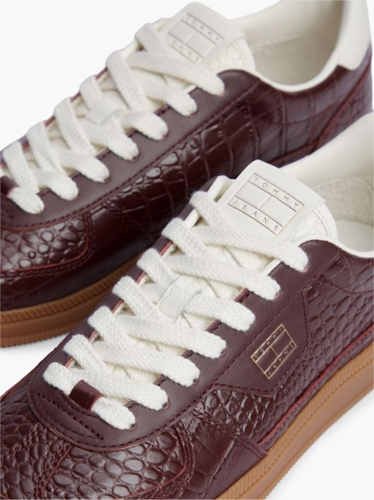 Rosu The Greenwich Adidasi Din Piele Cu Imprimeu Croco  Femei