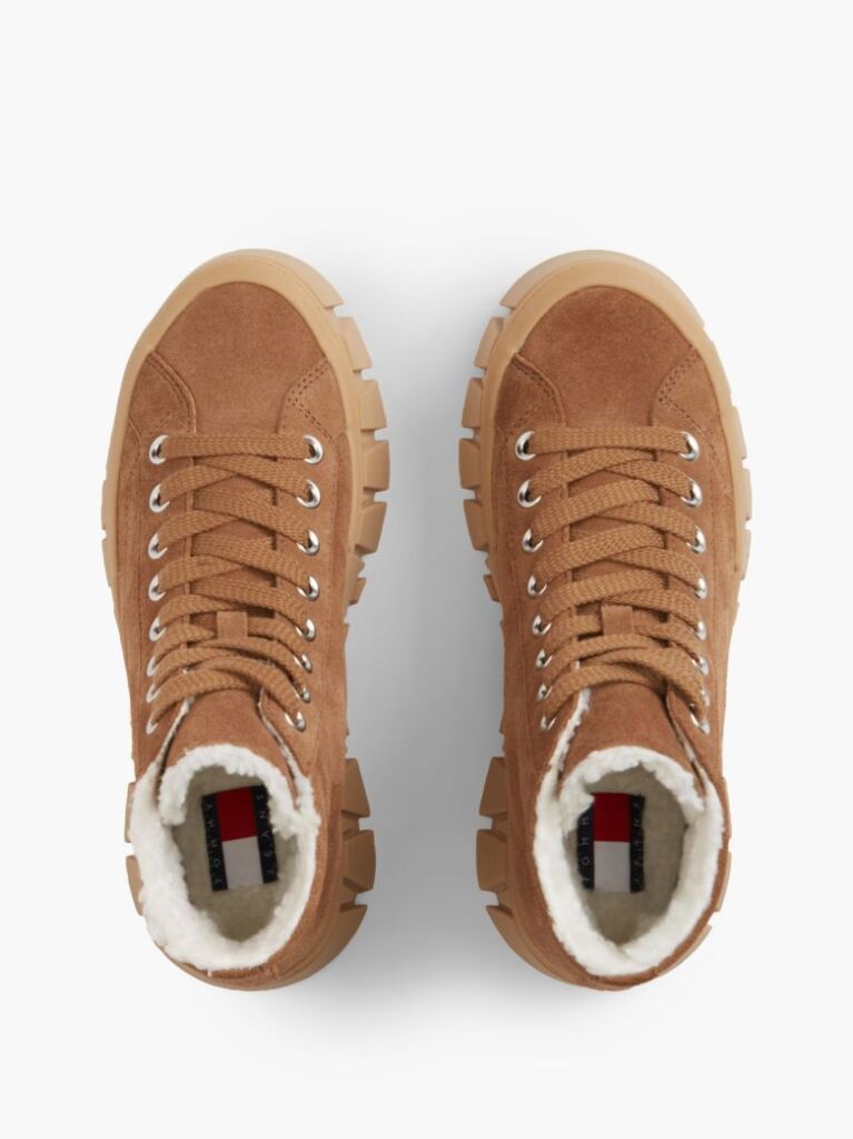 Khaki Adidasi Warm Lined Cu Platforma Din Suede  Femei