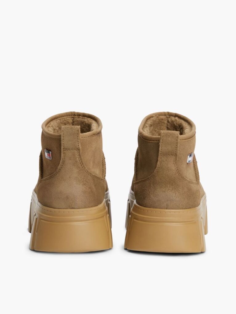 Khaki Suede Warm Lined Platform Ankle Boots  Women
