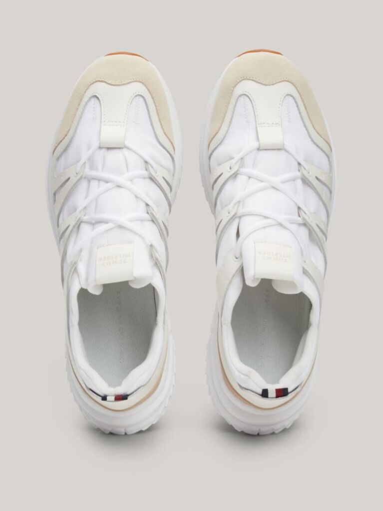 White Mixed Texture Vibram Outsole Trainers  Men