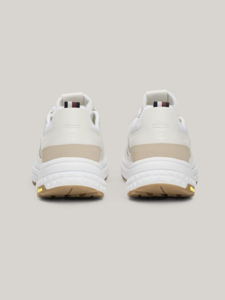White Mixed Texture Vibram Outsole Trainers  Men