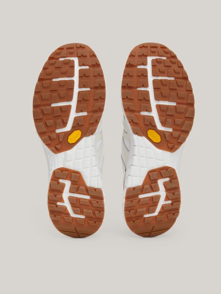 White Mixed Texture Vibram Outsole Trainers  Men