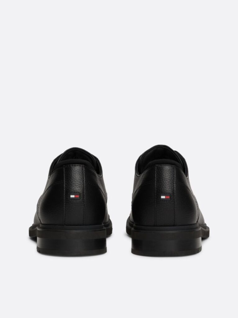 Negru Pantofi Derby Din Piele Pebble Grain  Barbati