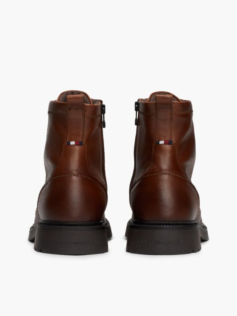 Brown Lightweight Leather Lace-Up Mid Boots  Men