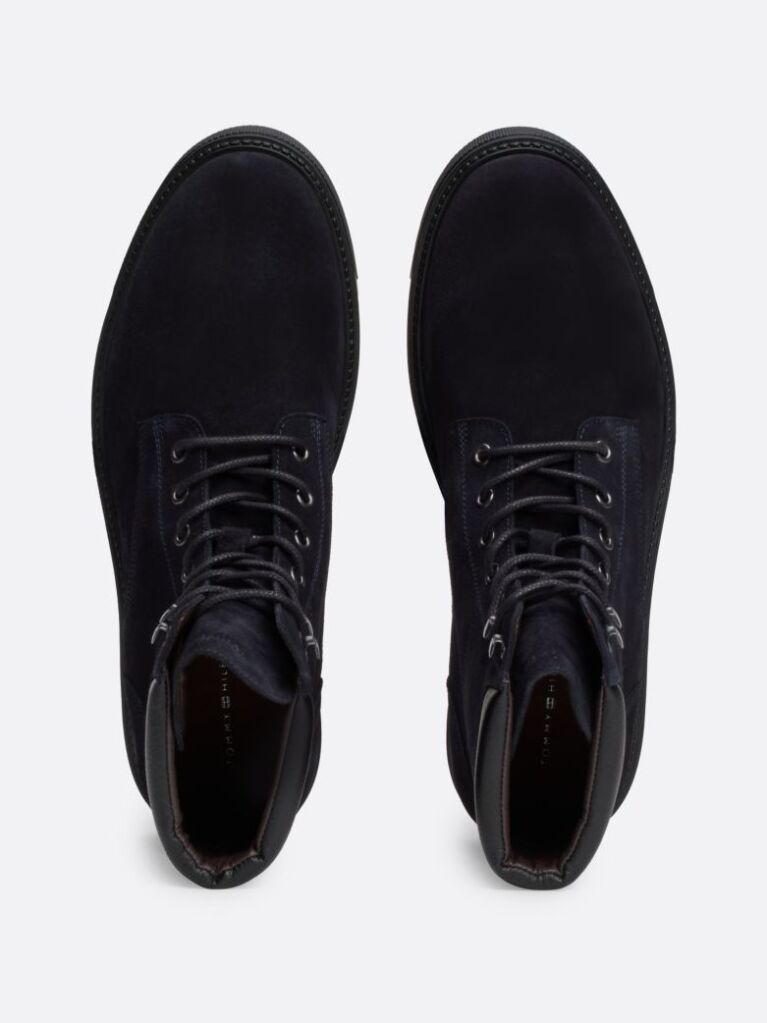 Blue Suede Lace-Up Mid Boots  Men