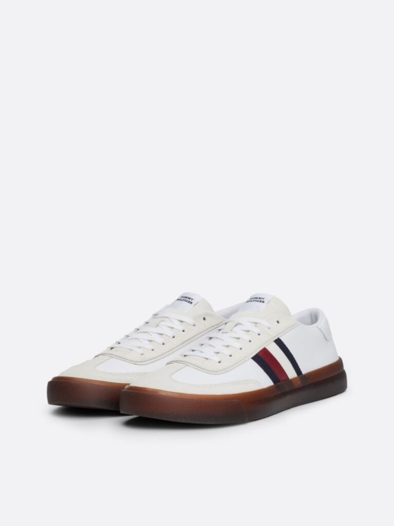 Alb Pantofi Sport Lace-Up din piele Signature Tape  Barbati