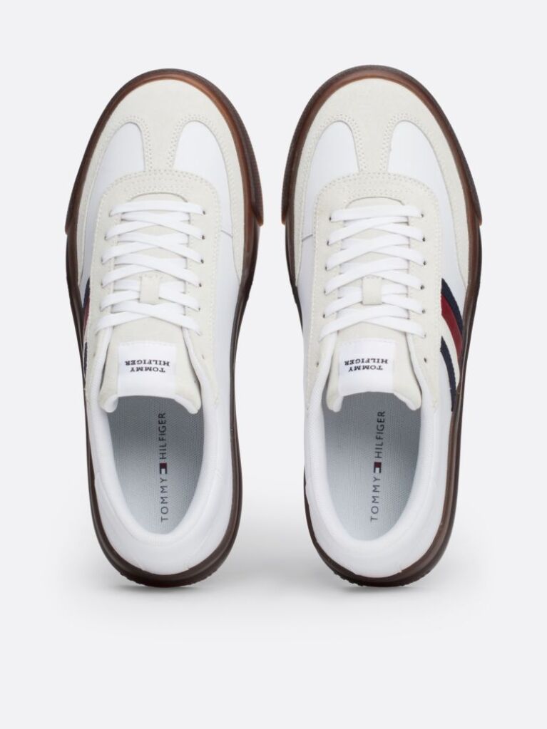 Alb Pantofi Sport Lace-Up din piele Signature Tape  Barbati
