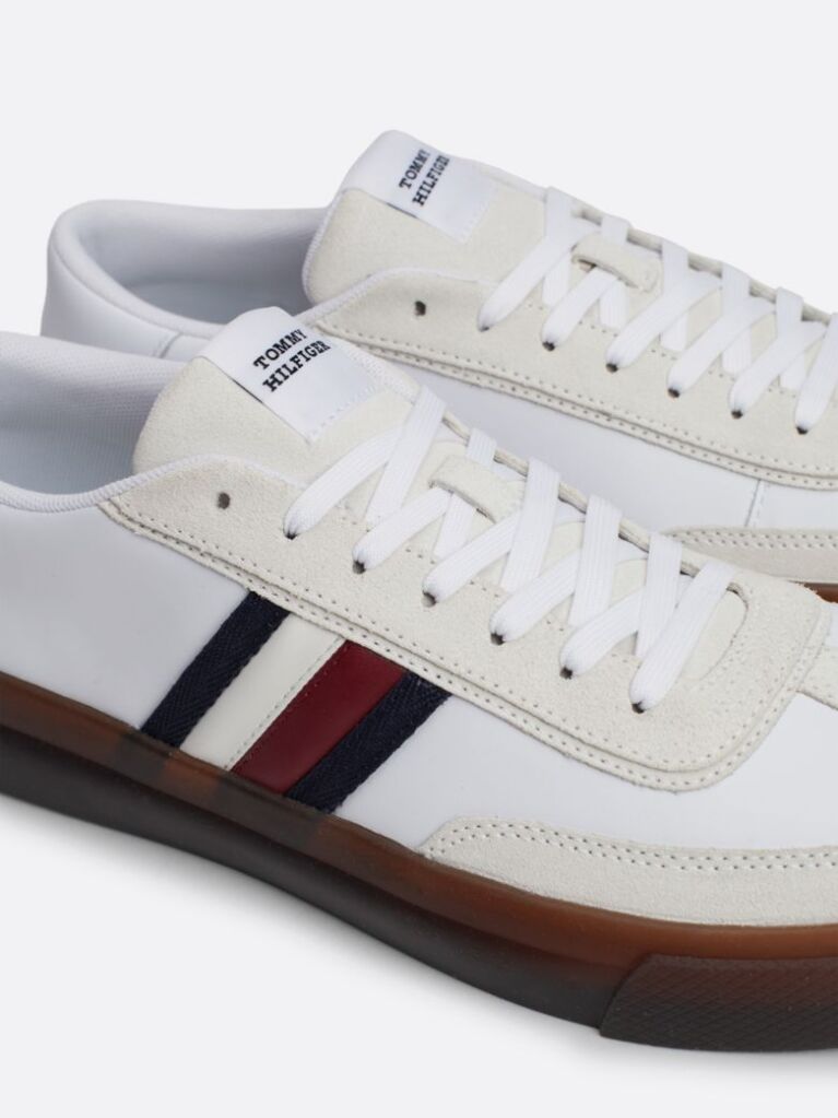 Alb Pantofi Sport Lace-Up din piele Signature Tape  Barbati