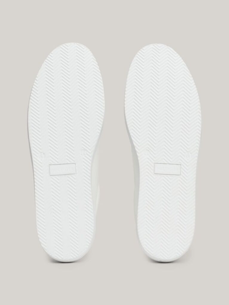 White Leather Debossed Logo Cupsole Trainers  Men