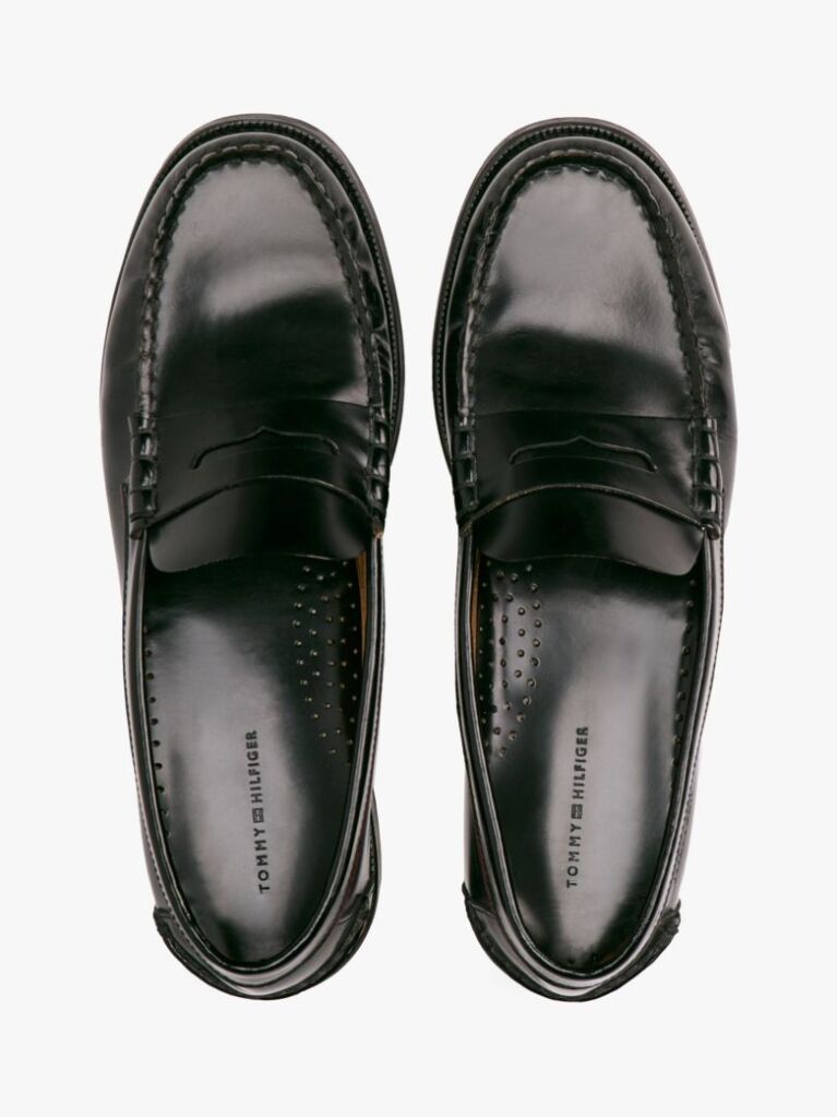 Negru Mocasini Din Piele Cu Imprimare In Relief   Barbati