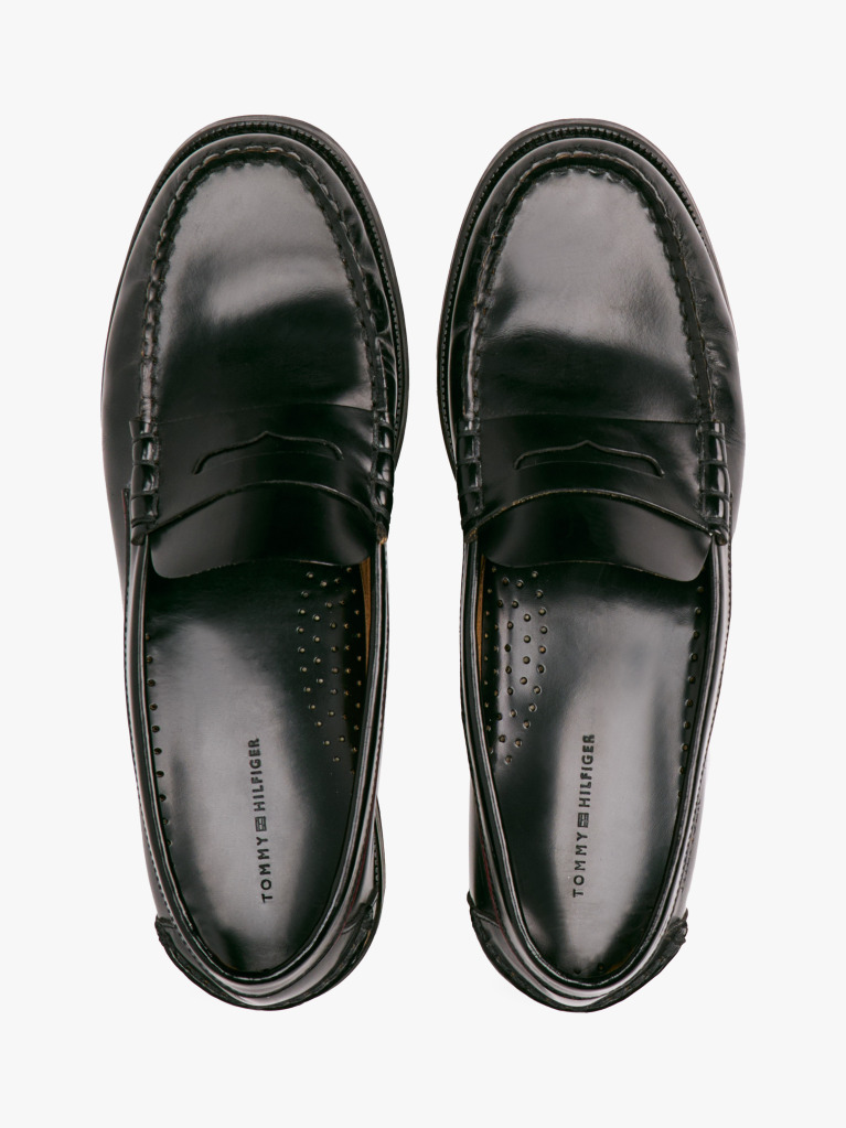 Negru Mocasini Din Piele Cu Imprimare In Relief   Barbati
