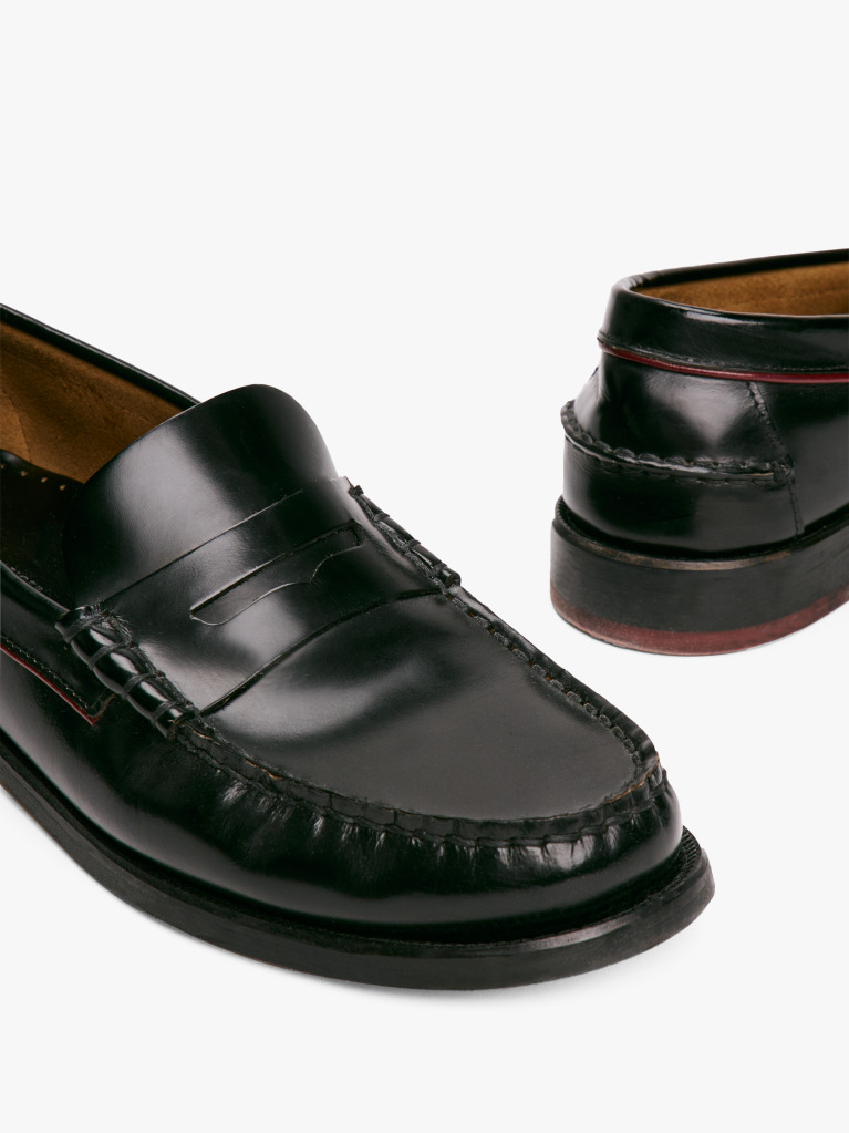 Negru Mocasini Din Piele Cu Imprimare In Relief   Barbati