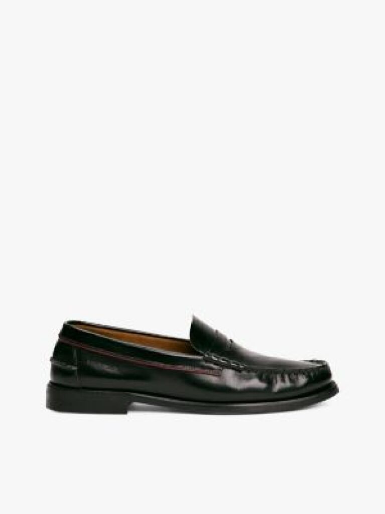 Negru Mocasini Din Piele Cu Imprimare In Relief   Barbati