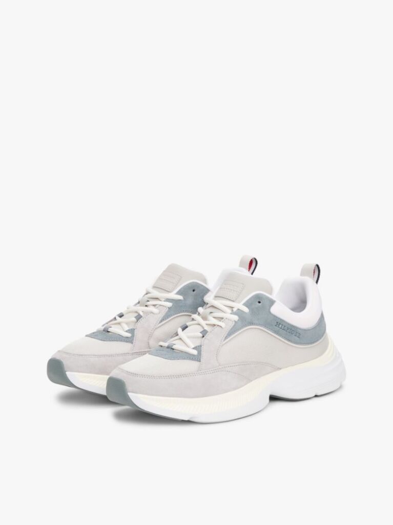 Grey Contrast Texture Modern Runner Trainers  Men